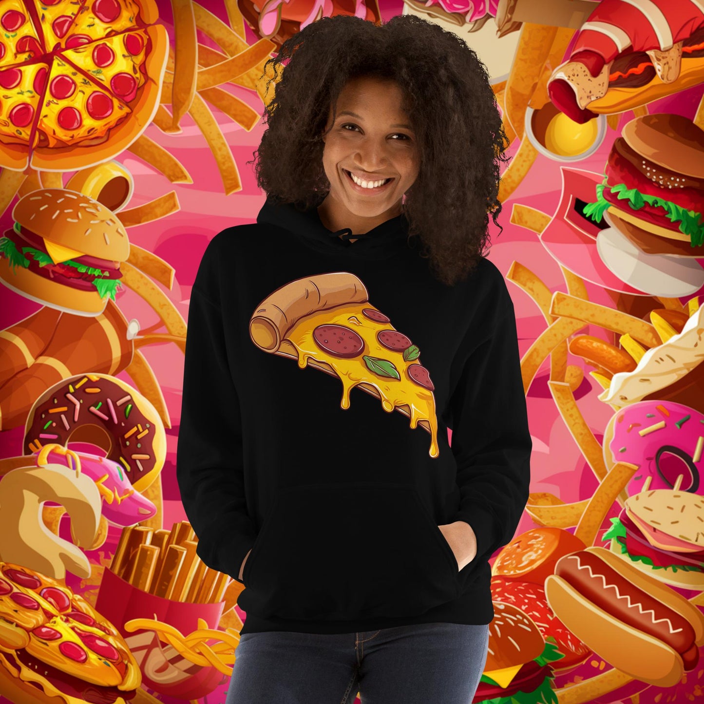 Pizza I Love Pizza Unisex Hoodie Black Hoodies Fast Food Pizza Next Cult Brand