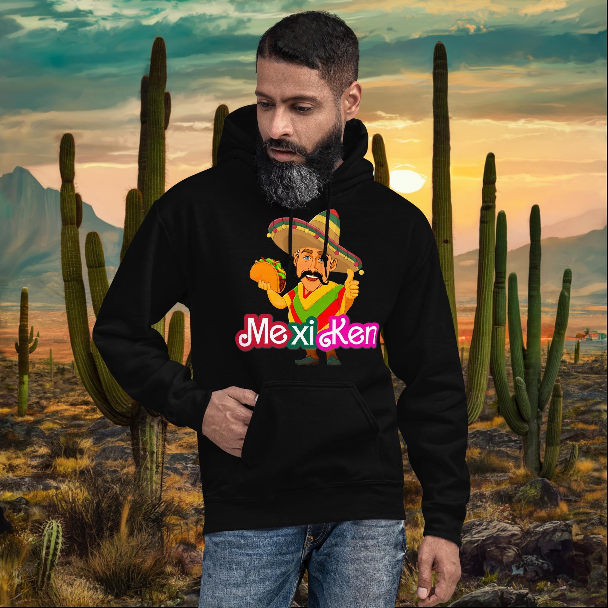 MexiKen Ken Barbie Movie Ryan Gosling Mexican Unisex Hoodie Black Hoodies Barbie Celebrities Ken Mexico Movies Ryan Gosling Next Cult Brand
