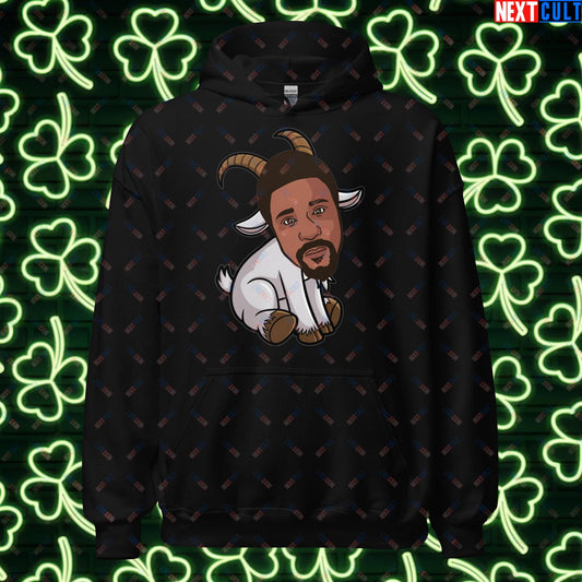 Bill Russell G.O.A.T. Hoodie - Boston Celtics Basketball Meme Sweatshirt - Greatest of All Time Funny Cartoon Pullover for Basketball Fans - Perfect Gift for Celtics Supporters Unisex Hoodie Black Hoodies Basketball Bill Russell Boston Celtics G.O.A.T. NBA Next Cult Brand