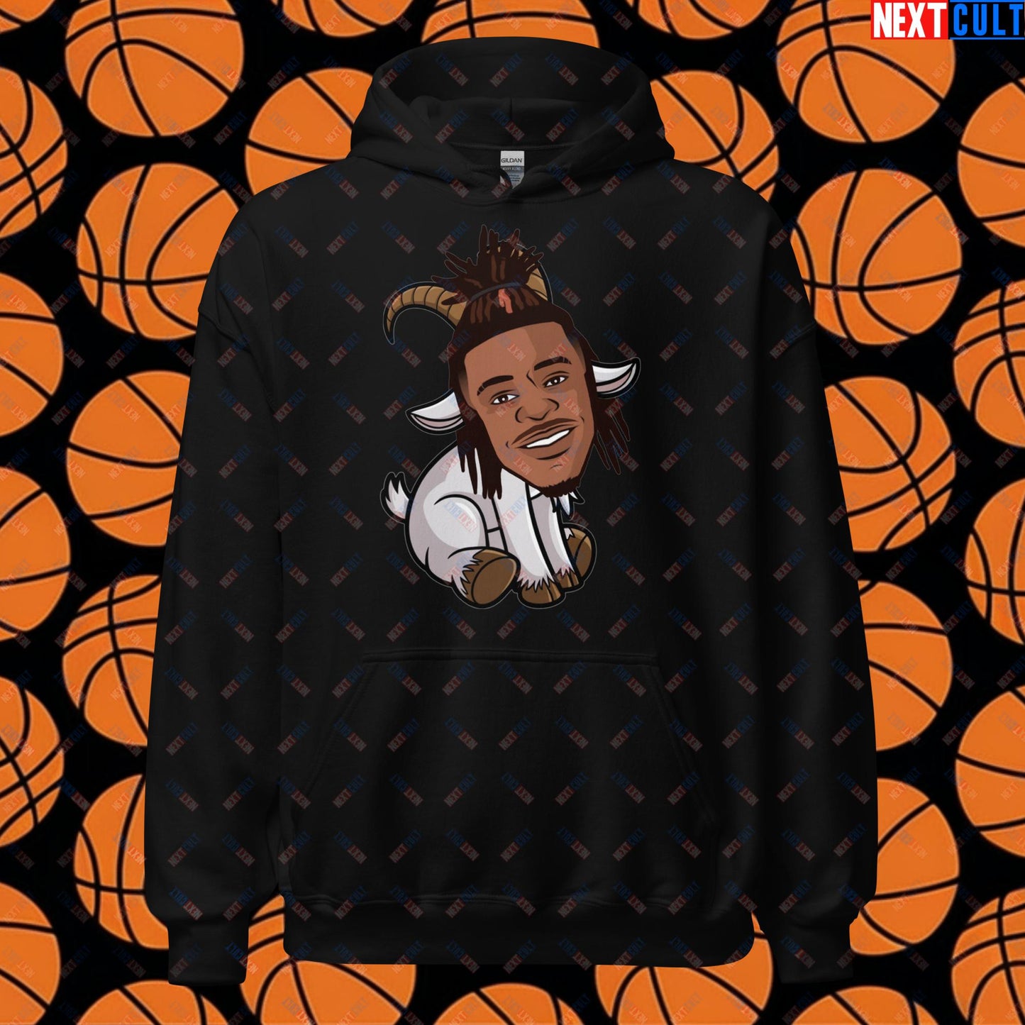 Ja Morant G.O.A.T. Hoodie - Funny Basketball Meme Sweatshirt - Memphis Grizzlies GOAT Cartoon Design Pullover - Perfect Gift for Basketball Fans Unisex Hoodie Black Hoodies Basketball G.O.A.T. Ja Morant Memphis Grizzlies NBA Next Cult Brand