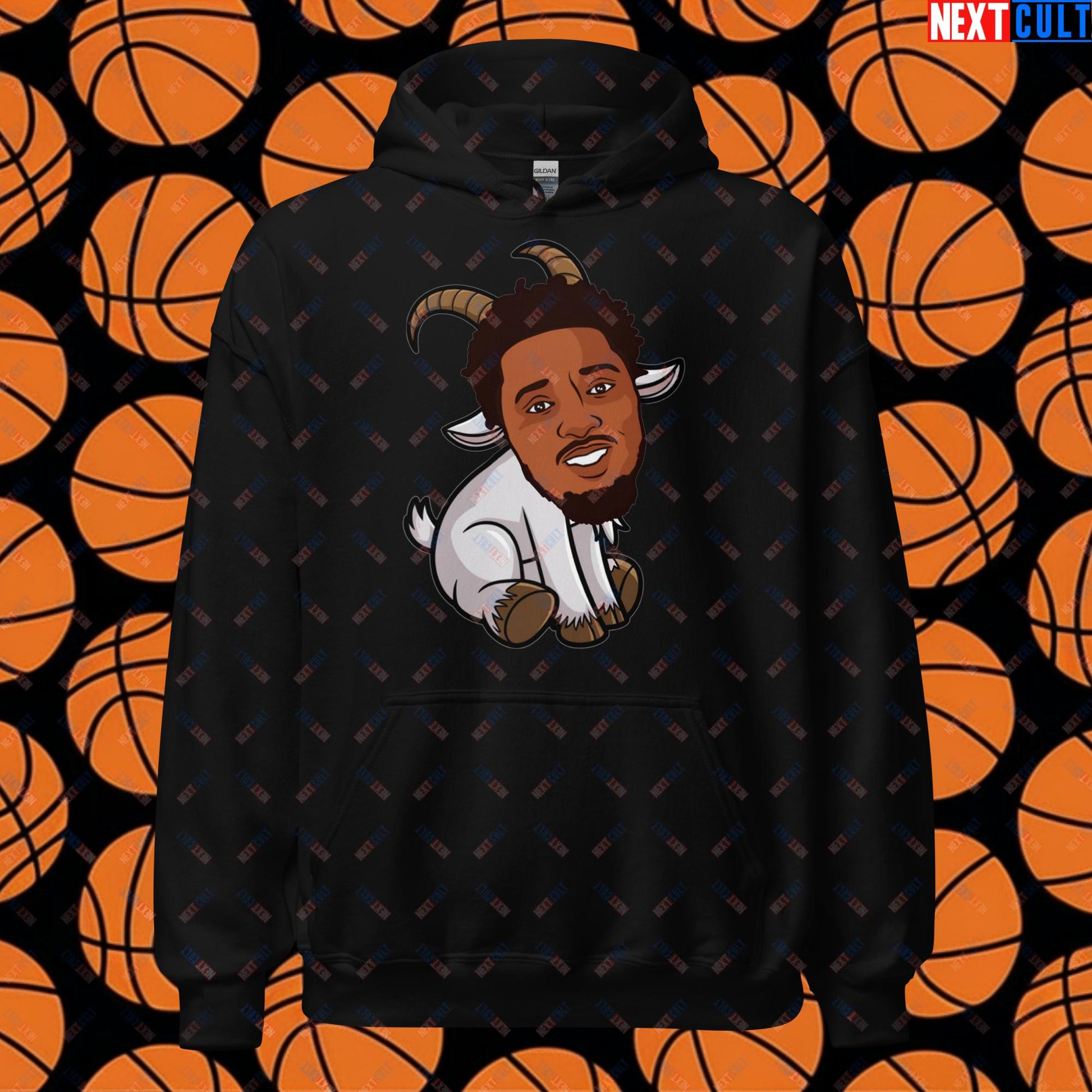 Donovan Mitchell G.O.A.T. Hoodie - Cleveland Cavaliers Basketball Meme Sweatshirt - Funny GOAT Cartoon Pullover for Basketball Fans - Perfect Gift for Cavs Supporters Unisex Hoodie Black Hoodies Basketball Cleveland Cavaliers Donovan Mitchell G.O.A.T. NBA Next Cult Brand