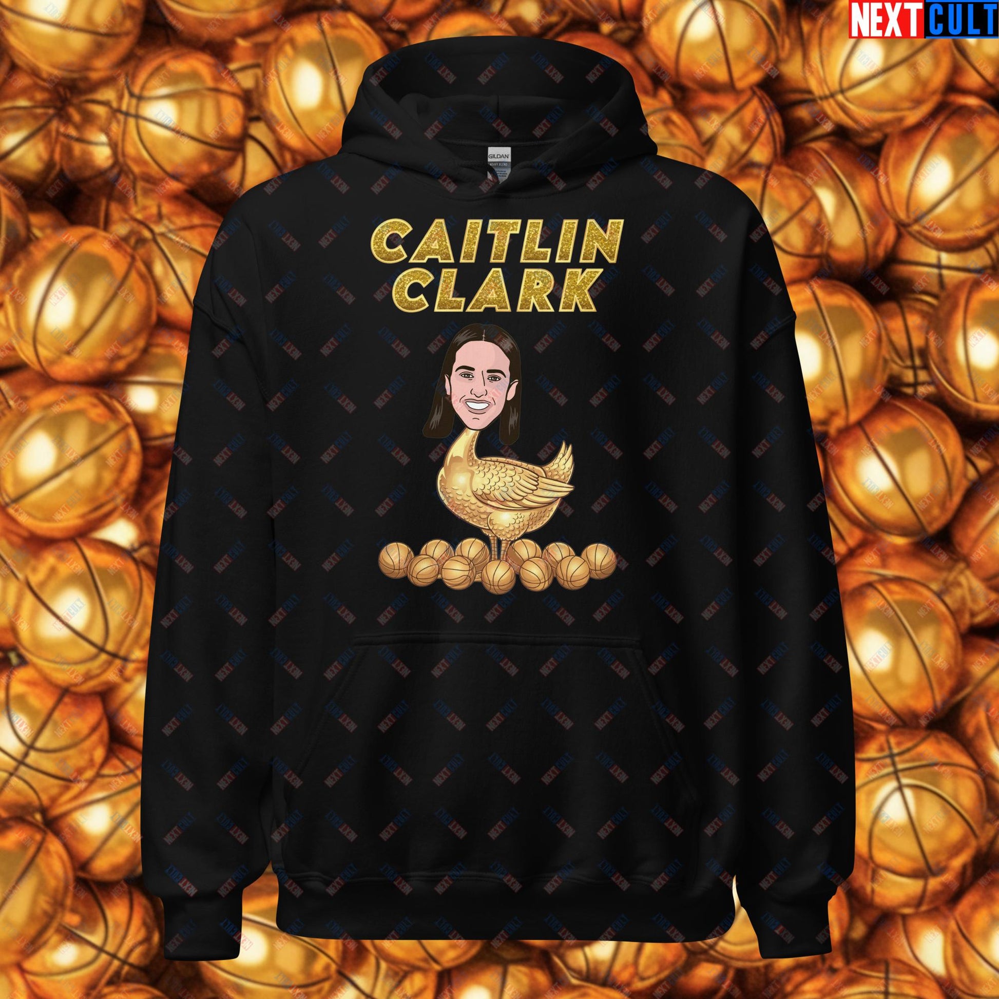 Caitlin Clark Golden Goose Hoodie - Women's Basketball Meme Sweatshirt - Indiana Fever & WNBA Fan Gift - Funny Cartoon Pullover for Basketball Lovers Unisex Hoodie Black Hoodies Basketball Caitlin Clark Indiana Fever WNBA Next Cult Brand