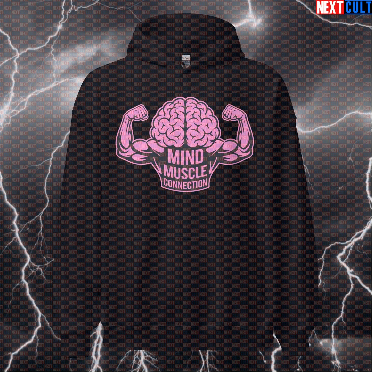 Mind Muscle Connection Hoodie | Funny Science Based Lifting Hooded Sweatshirt for Gym Jumper Hoodies Bodybuilding Fitness Gym Pump Cover Workout Next Cult Brand