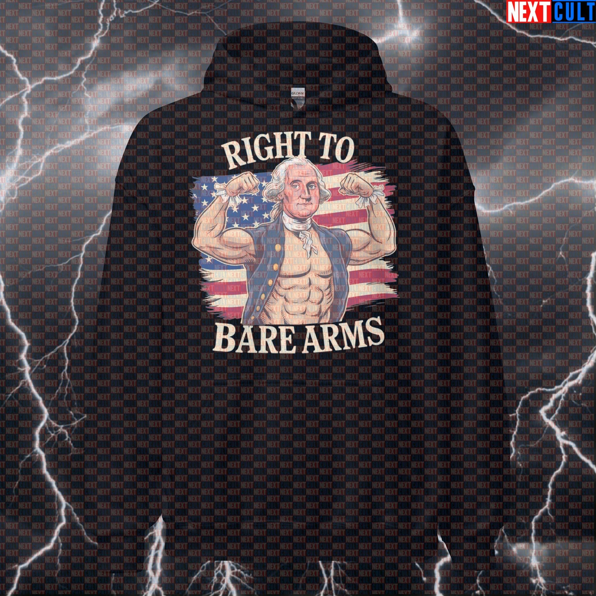 Right To Bare Arms Funny Gym Hoodie | George Washington Workout Hooded Sweatshirt Hoodies 4th of July Bodybuilding Fitness George Washington Gym Pump Cover Workout Next Cult Brand