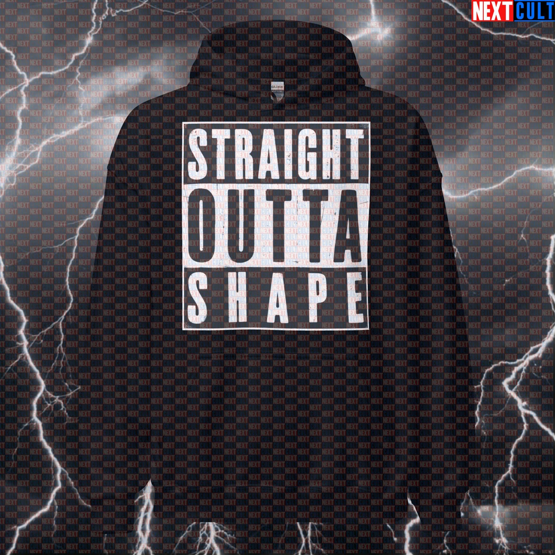 Straight Outta Shape Funny Gym Hoodie - Out of Shape Fitness Meme Hooded Sweatshirt Pullover Hoodies Bodybuilding Cardio Fitness Gym Hip Hop Pump Cover Workout Next Cult Brand