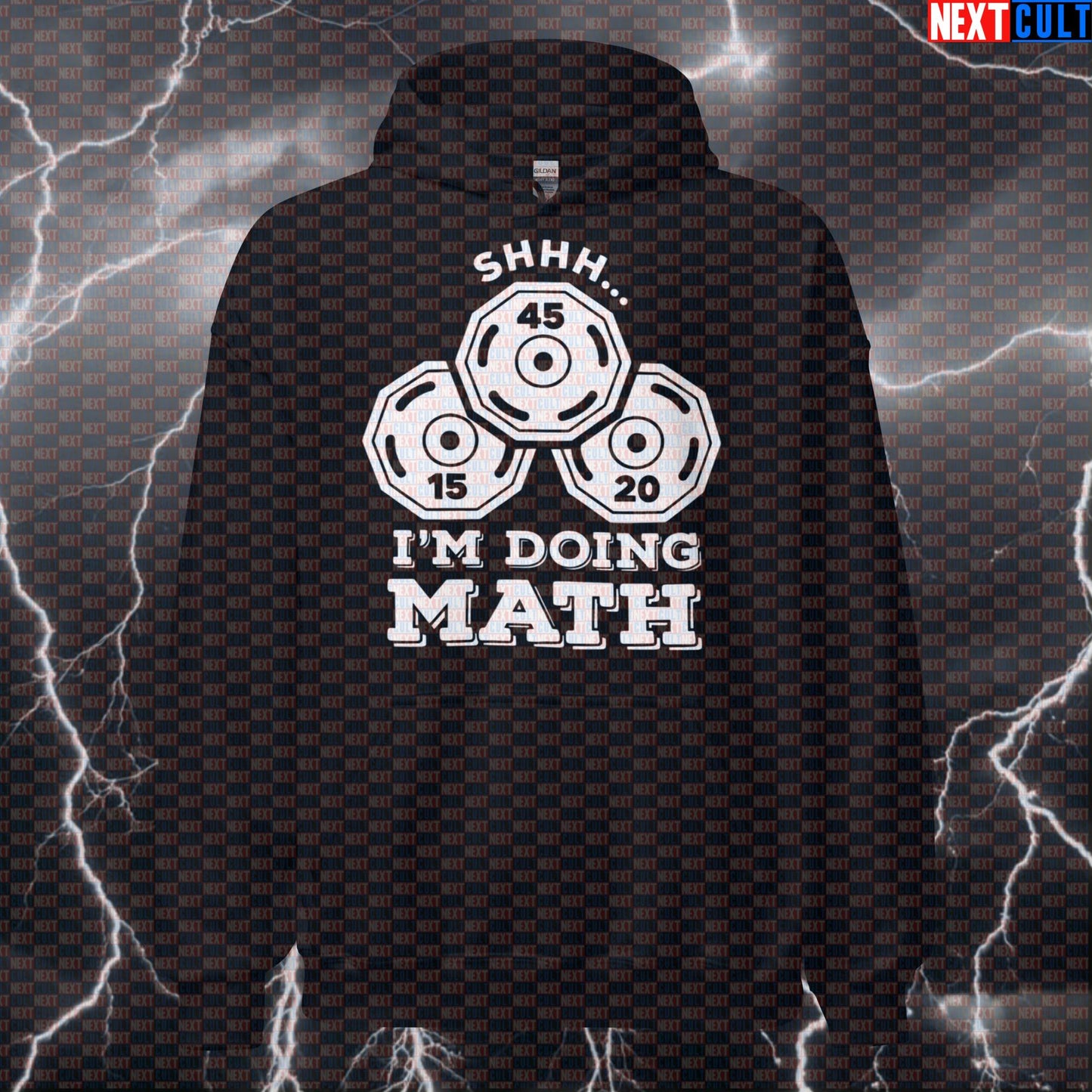 Funny Gym Meme Hoodie - "Shhh I'm Doing Plate Math" Workout Hooded Sweatshirt for Bodybuilding Hoodies Bodybuilding Fitness Gym Powerlifting Pump Cover Workout Next Cult Brand