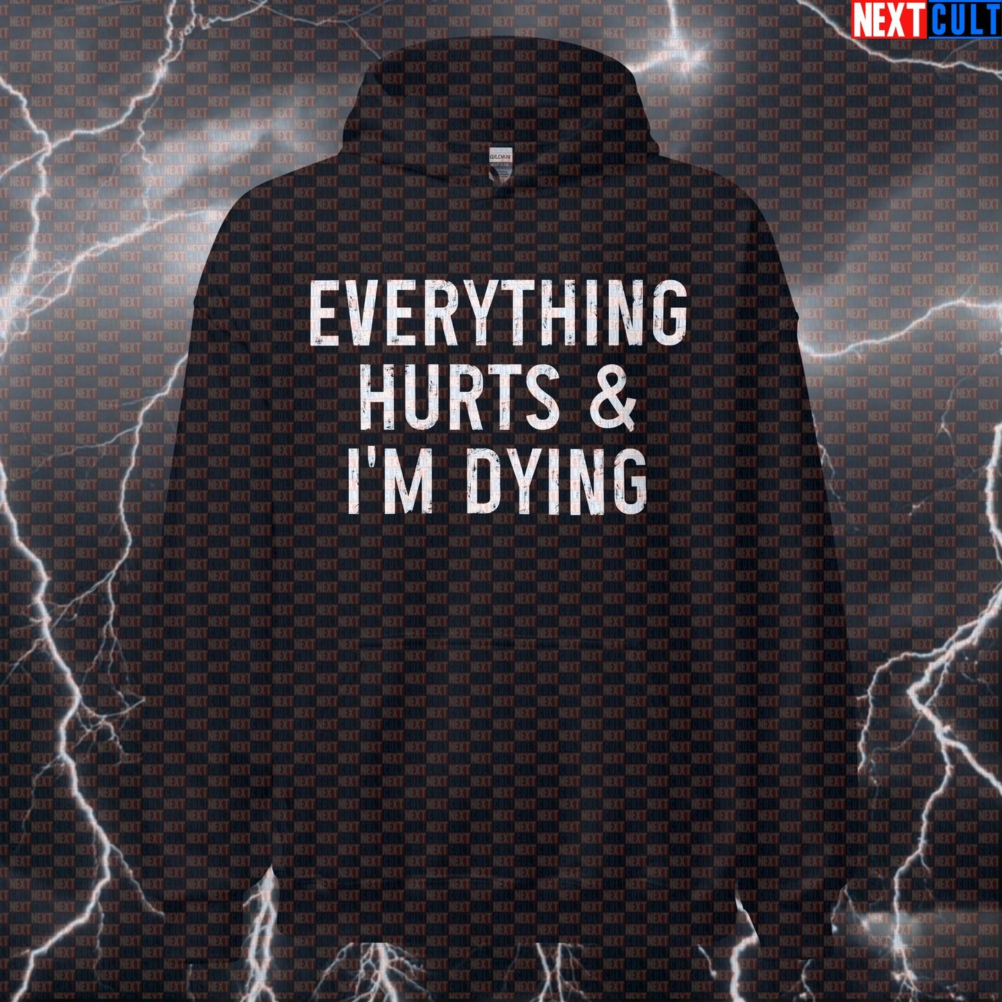 Funny Gym Hoodie - Everything Hurts And I'm Dying Workout Hooded Sweatshirt Hoodies Bodybuilding Fitness Gym Pump Cover Workout Next Cult Brand