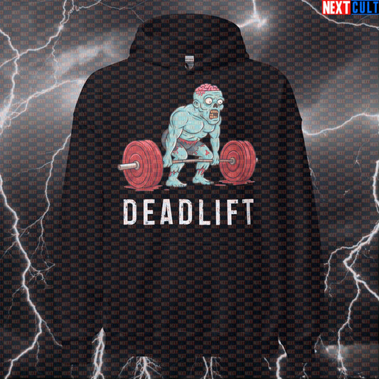 Zombie Deadlift Gym Hoodie | Funny Workout Hoodie For Deadlift Lovers & Leg Day | Fitness Meme Hooded Sweatshirt Bodybuilding Fitness Gym Halloween Leg Day Powerlifting Pump Cover Workout Zombie Next Cult Brand