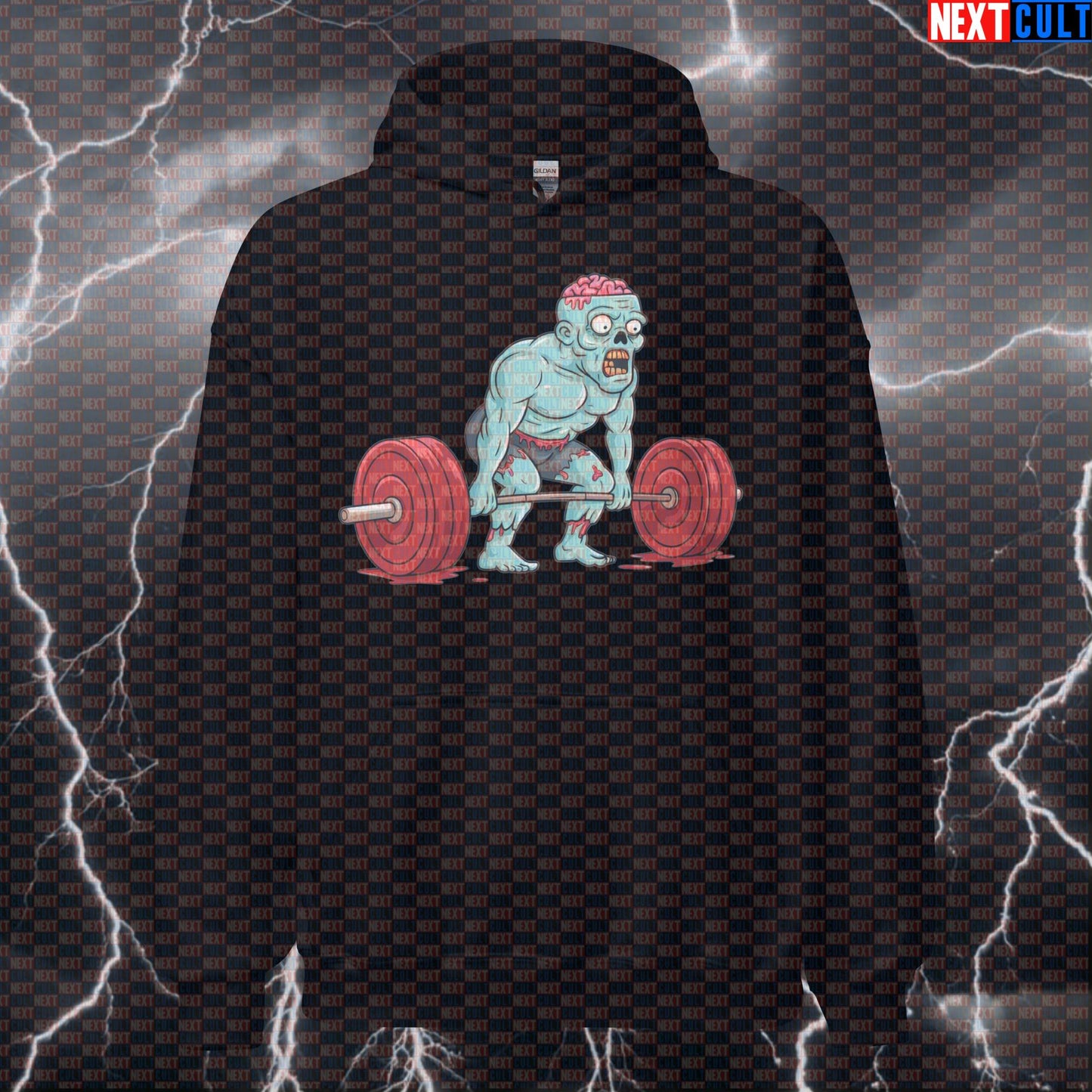 Zombie Deadlift Funny Gym Hoodie | Lifting Dead Halloween Hooded Sweatshirt Bodybuilding Fitness Gym Halloween Leg Day Powerlifting Pump Cover Workout Zombie Next Cult Brand