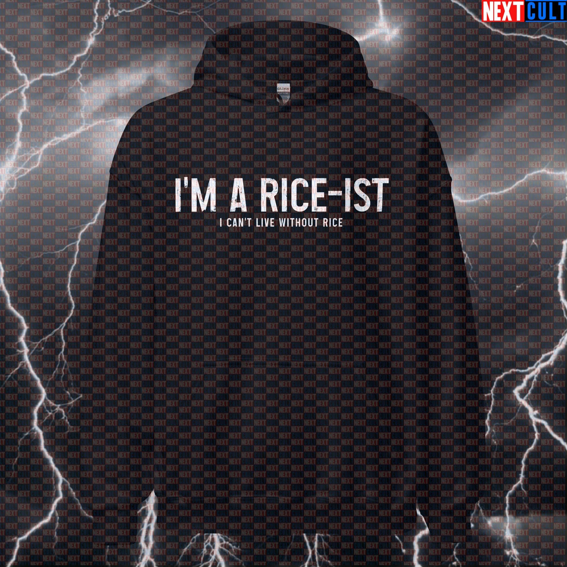 I'm A Rice-ist Gym Hoodie | Funny Workout Hoodie For Bodybuilders & Lifters | Hooded Sweatshirt Hoodies Bodybuilding Bulking Fast Food Fitness Gym Pump Cover Workout Next Cult Brand