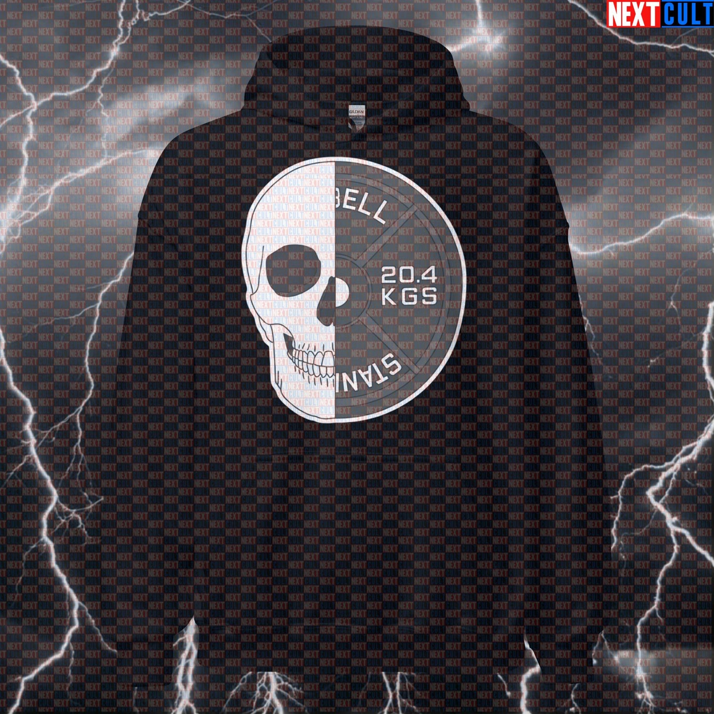 Funny Platehead Gym Hoodie | Skull Design Workout Hoodie For Powerlifters | Fitness Meme Pullover Hoodies Bodybuilding Fitness Gym Halloween Powerlifting Pump Cover Workout Next Cult Brand