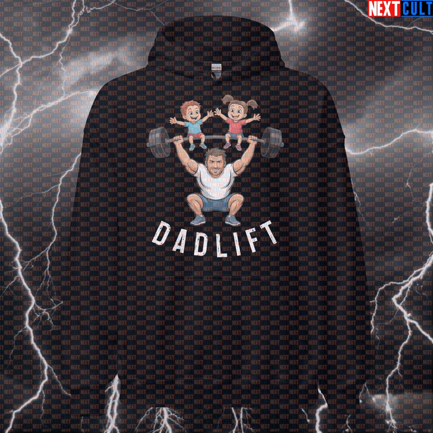 Dadlift Funny Gym Hoodie for Powerlifting Dads | Meme Workout Pullover for Fitness Dad Strength Gains Hoodies Bodybuilding Father's Day Fitness Gym Home Gym Powerlifting Pump Cover Workout Next Cult Brand