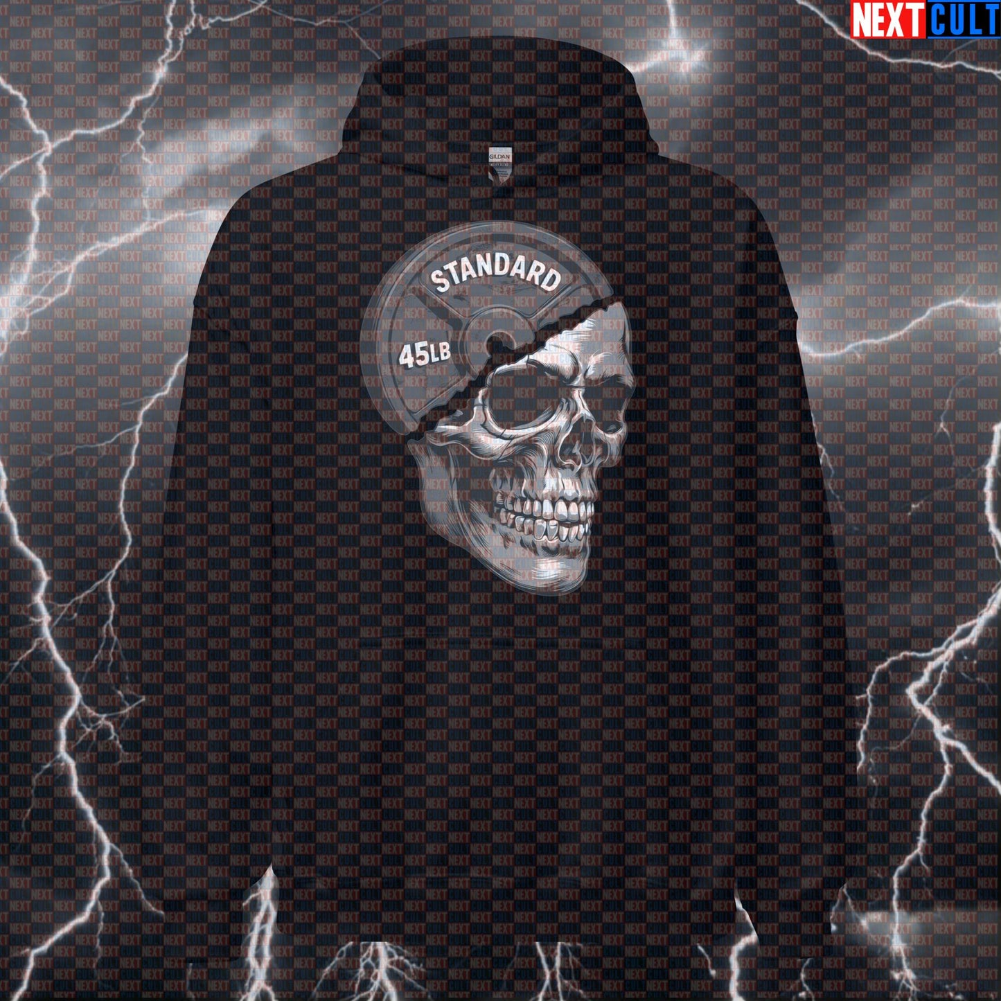 Gymhead Skull Plate Funny Powerlifting Hoodie for Lifters Workout Pullover Hooded Sweatshirt Hoodies Bodybuilding Fitness Gym Halloween Powerlifting Pump Cover Workout Next Cult Brand