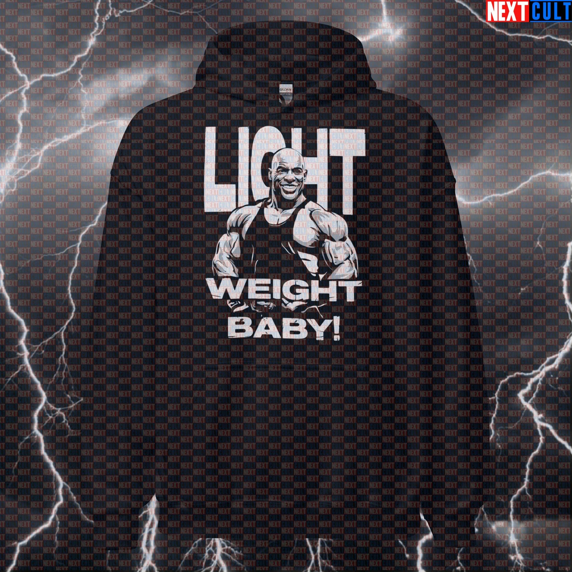 Light Weight Baby Gym Hoodie | Ronnie Coleman Meme Workout Hoodie | Funny Bodybuilding Hooded Sweatshirt Hoodies Bodybuilding Fitness Gym Pump Cover Ronnie Coleman Workout Next Cult Brand