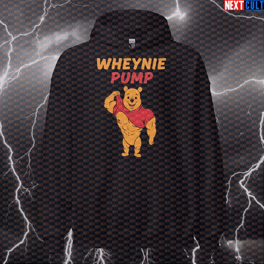 Wheynie The Pooh Gym Hoodie | Funny Workout Hoodie For Bodybuilders & Lifters | Hooded Sweatshirt Pullover Hoodies Bodybuilding Films Fitness Gym Pump Cover Workout Next Cult Brand