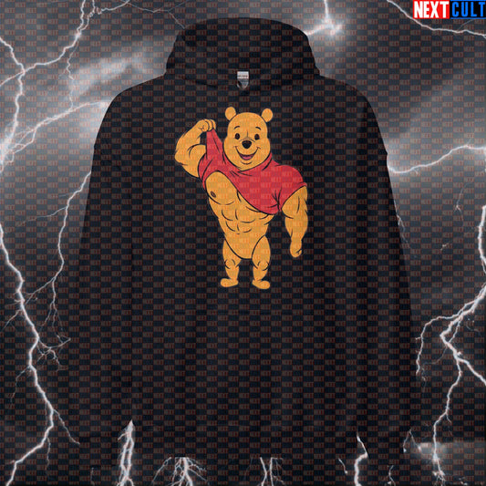 Bodybuilding Bear Funny Gym Hoodie | Winnie the Bodybuilder Workout Pullover Pump Cover Hoodies Bodybuilding Films Fitness Gym Pump Cover Workout Next Cult Brand