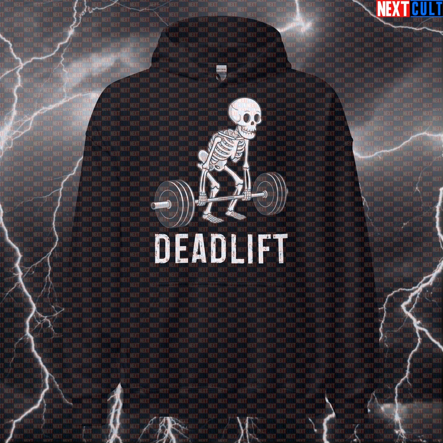 Skeleton Deadlift Gym Hoodie | Funny Workout Hoodie For Deadlift Lovers & Leg Day | Hooded Sweatshirt Hoodies Bodybuilding Fitness Gym Halloween Leg Day Powerlifting Pump Cover Workout Next Cult Brand