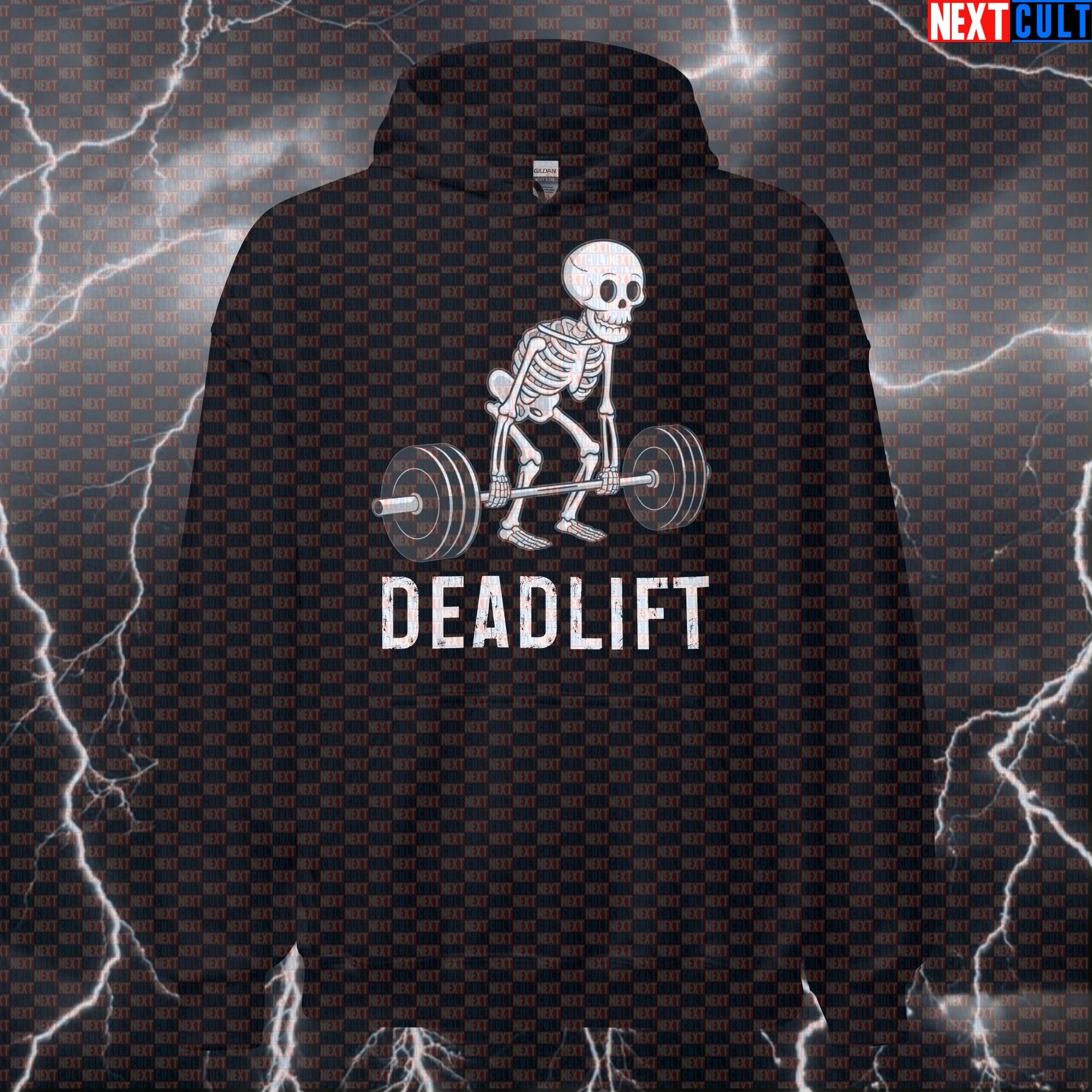 Skeleton Deadlift Gym Hoodie | Funny Workout Hoodie For Deadlift Lovers & Leg Day | Hooded Sweatshirt Hoodies Bodybuilding Fitness Gym Halloween Leg Day Powerlifting Pump Cover Workout Next Cult Brand