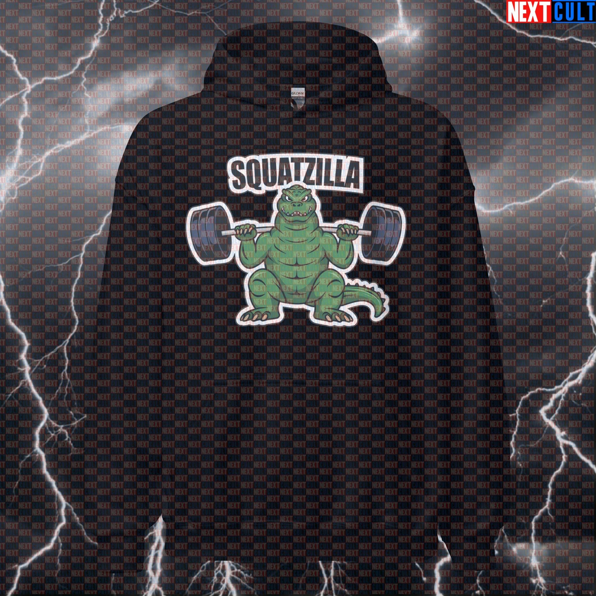 Squatzilla Funny Gym Meme Hoodie | Leg Day Workout Hoodie For Lifters & Squat Fans | Hooded Sweatshirt Bodybuilding Fitness Gym Leg Day Powerlifting Pump Cover Workout Next Cult Brand