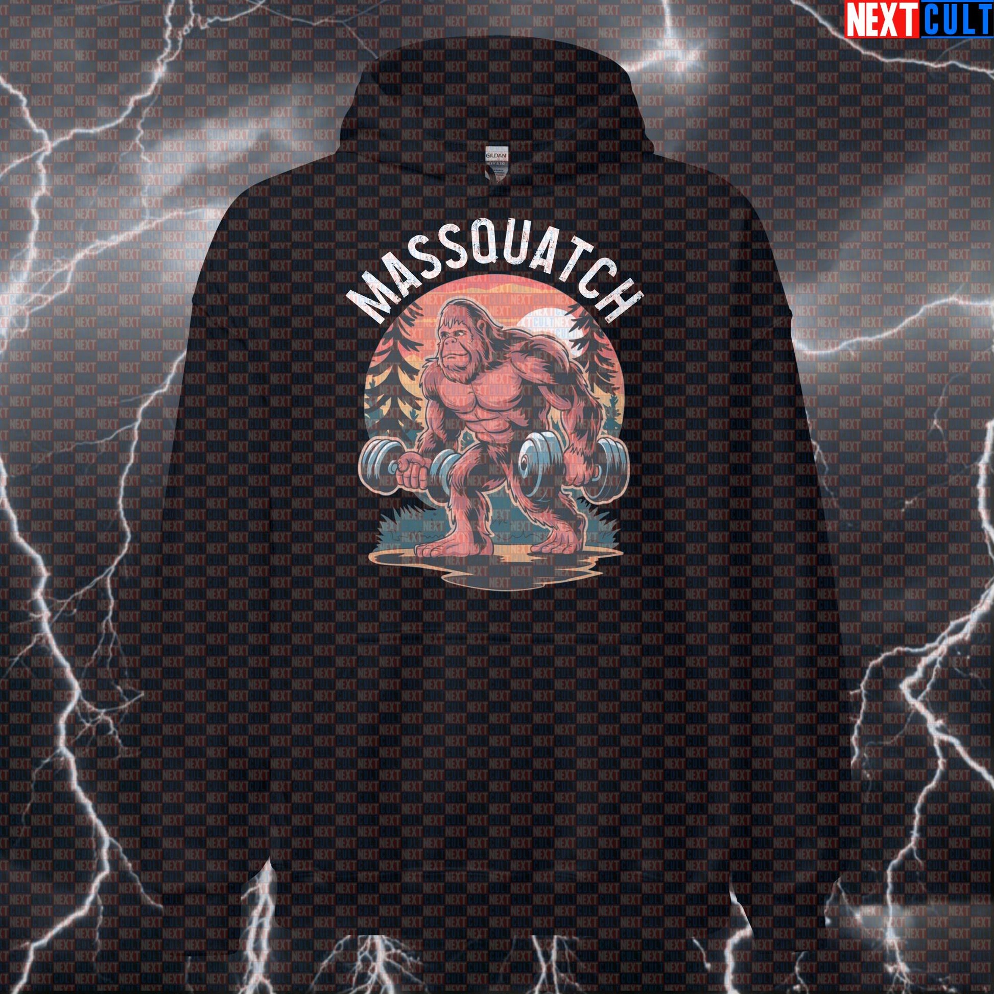 Massquatch Bigfoot Gym Hoodie | Funny Sasquatch Workout Hoodie For Lifters & Bodybuilding Meme Jumper Hoodies Bodybuilding Fitness Gym Halloween Pump Cover Workout Next Cult Brand