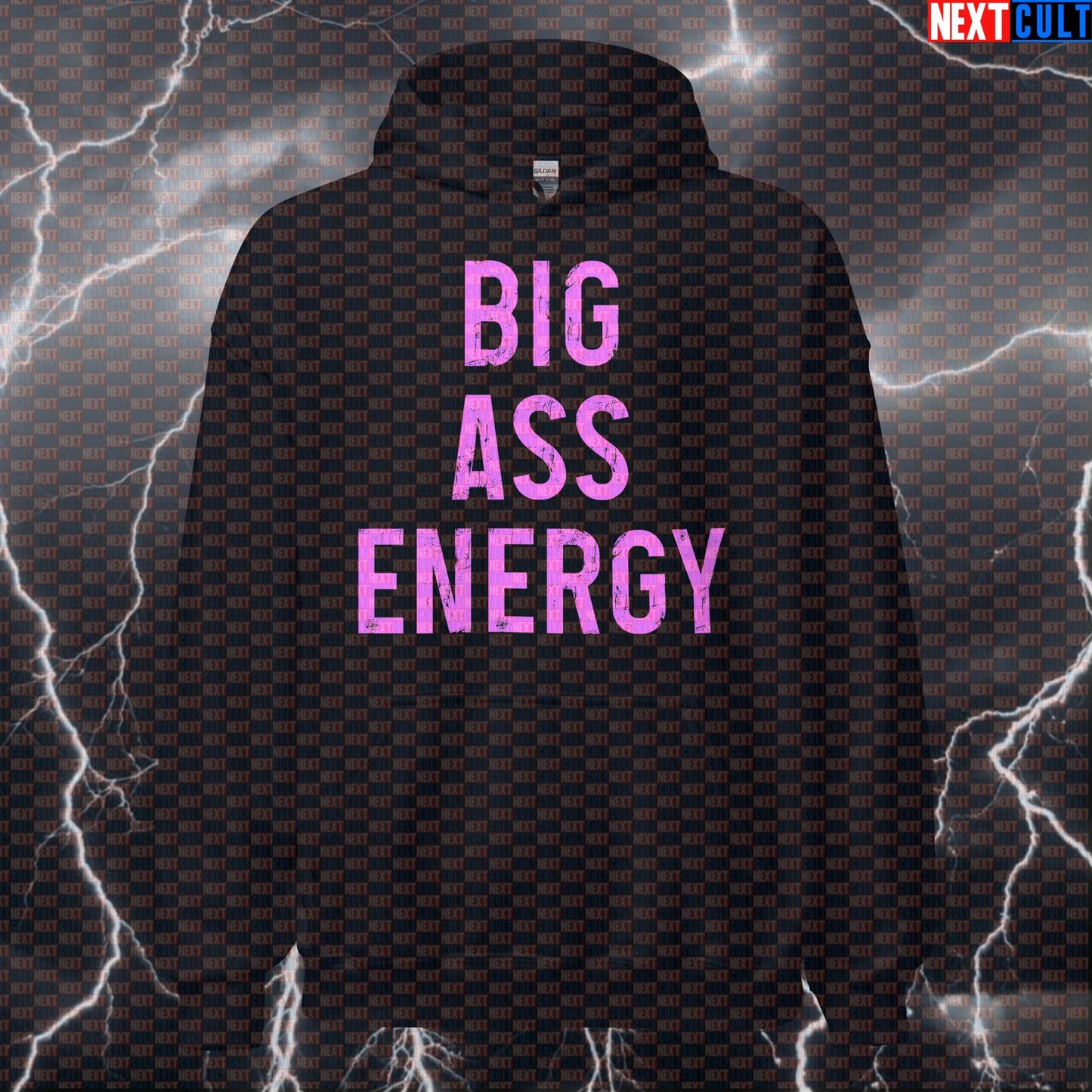 Big Ass Energy Gym Hoodie | Funny Workout Hoodie For Lifters & Booty Gains | Hooded Sweatshirt Pullover Bodybuilding Fitness Gym Leg Day Pump Cover Workout Next Cult Brand
