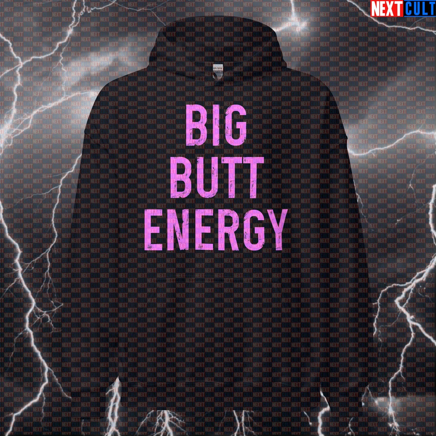 Big Butt Energy Gym Hoodie | Funny Workout Hoodie For Leg Day & Glute Gains | Fitness Meme Pullover Bodybuilding Fitness Gym Leg Day Pump Cover Workout Next Cult Brand