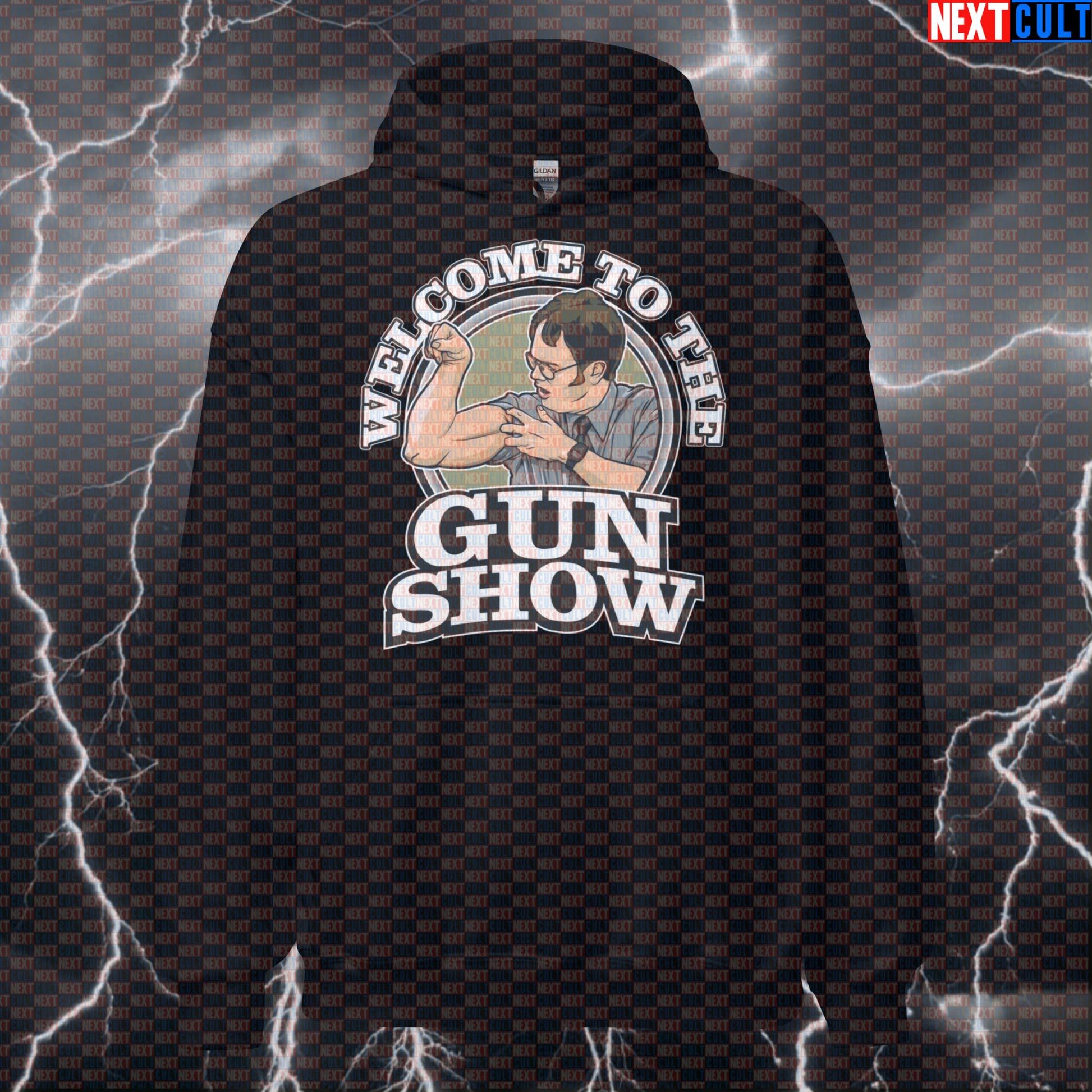 Welcome to the Gun Show Hoodie | Funny Dwight Schrute Gym Hoodie | The Office Meme Workout Pullover Bodybuilding Fitness Gym Pump Cover The Office TV TV Shows Workout Next Cult Brand