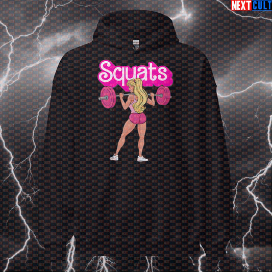 Barbie Leg Day Hoodie | Funny Squats Booty Builder Workout Hoodie For Strong Women & Gym Gains Barbie Bodybuilding Films Fitness Gym Leg Day Powerlifting Pump Cover Workout Next Cult Brand