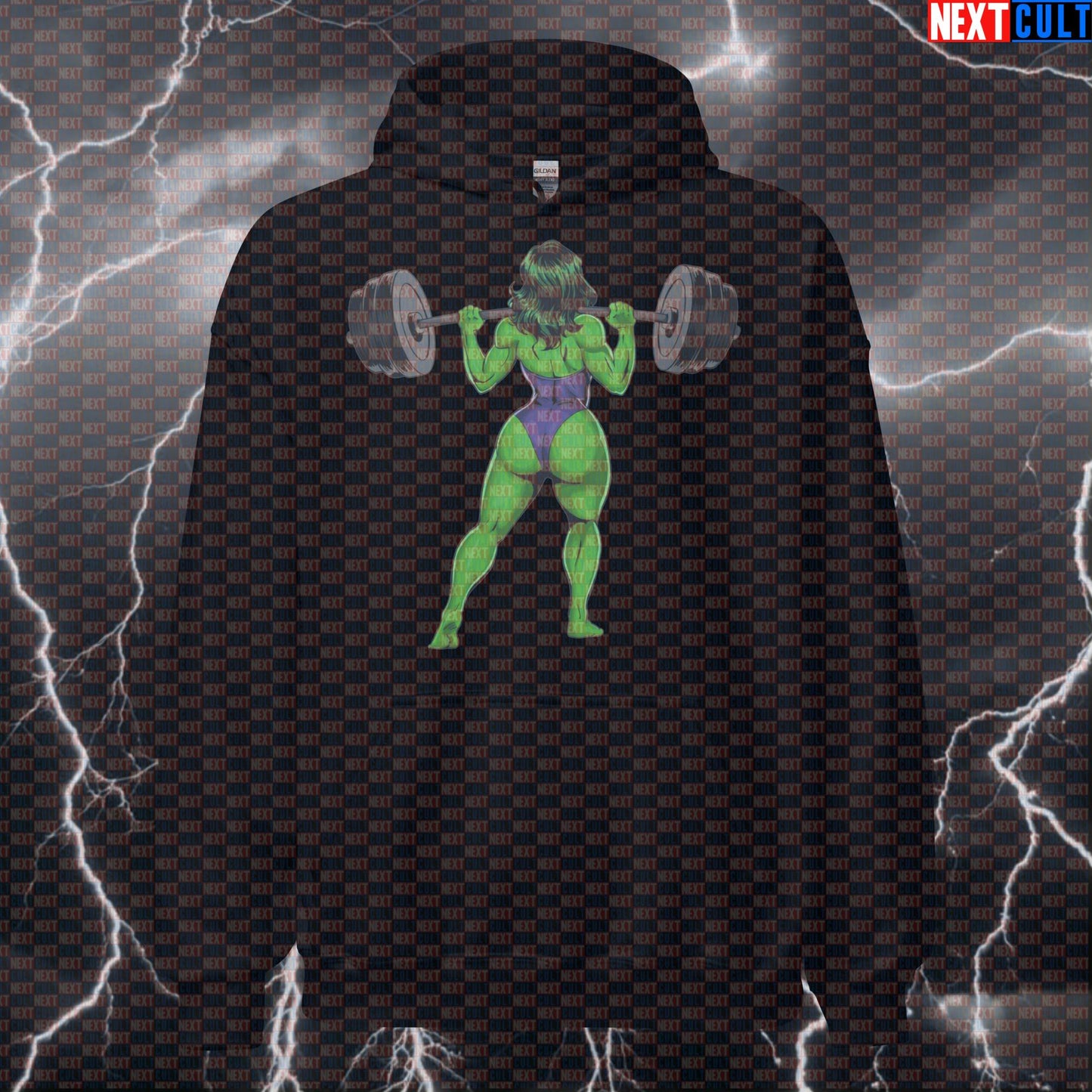 Gym Girl Hoodie | Funny She-Hulk Workout Hoodie For Women Lifters & Leg Day | Fitness Meme Pullover Hoodies Avengers Bodybuilding Films Fitness Hulk Leg Day Powerlifting Pump Cover Superheroes Workout Next Cult Brand