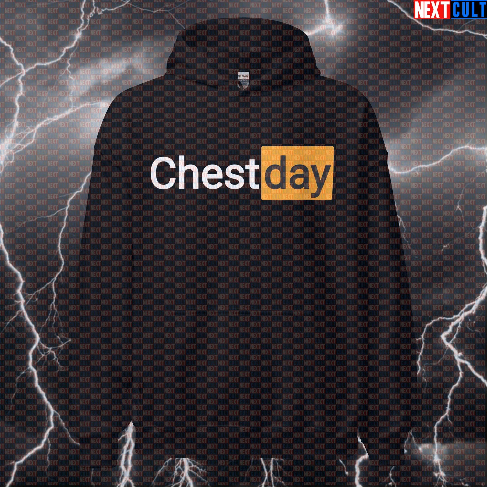 Chest Day Gym Hoodie | Funny Workout Hoodie For Bench Press Lovers | Fitness Meme Hooded Sweatshirt Bodybuilding Fitness Gym Powerlifting Pump Cover Workout Next Cult Brand