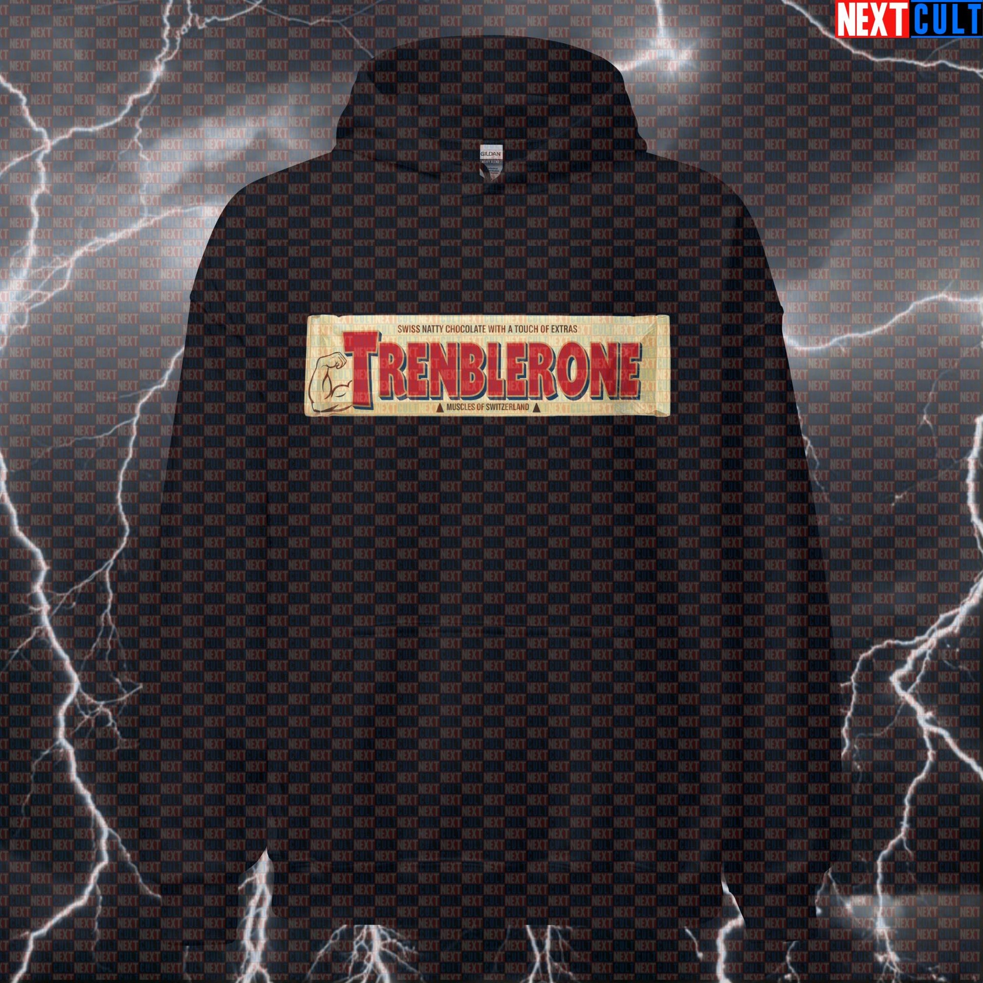 Trenblerone Chocolate Gains Hoodie | Funny Not Natty Gym Hooded Sweatshirt | Bodybuilding Meme Pullover Bodybuilding Fast Food Fitness Gym Pump Cover Steroids Workout Next Cult Brand