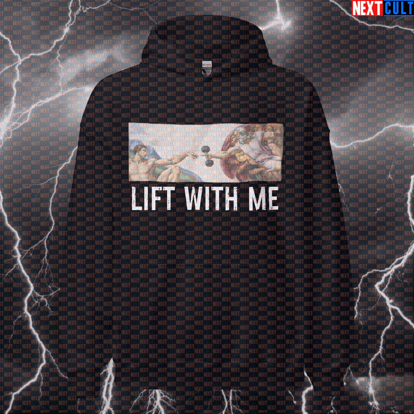 Funny Gym Renaissance Hoodie | Lift With Me Michelangelo Sistine Chapel Meme Workout Pullover Hoodies Art Bodybuilding Fitness Gym Powerlifting Pump Cover Workout Next Cult Brand