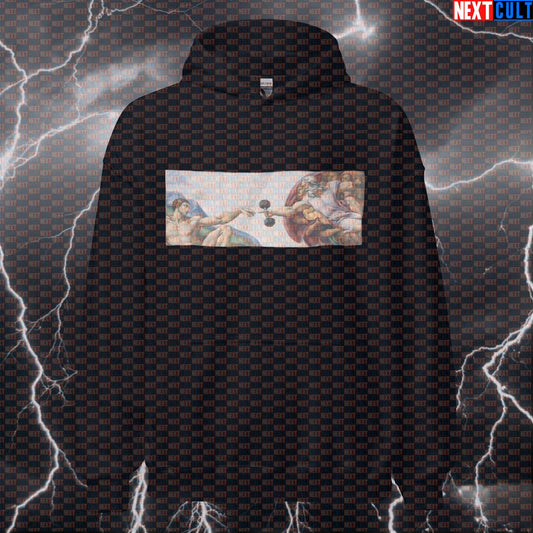 Lift With Me Gym Meme Hoodie | Michelangelo Sistine Chapel Funny Workout Hoodie & Pullover Pump Cover Art Bodybuilding Gym Pump Cover Workout Next Cult Brand