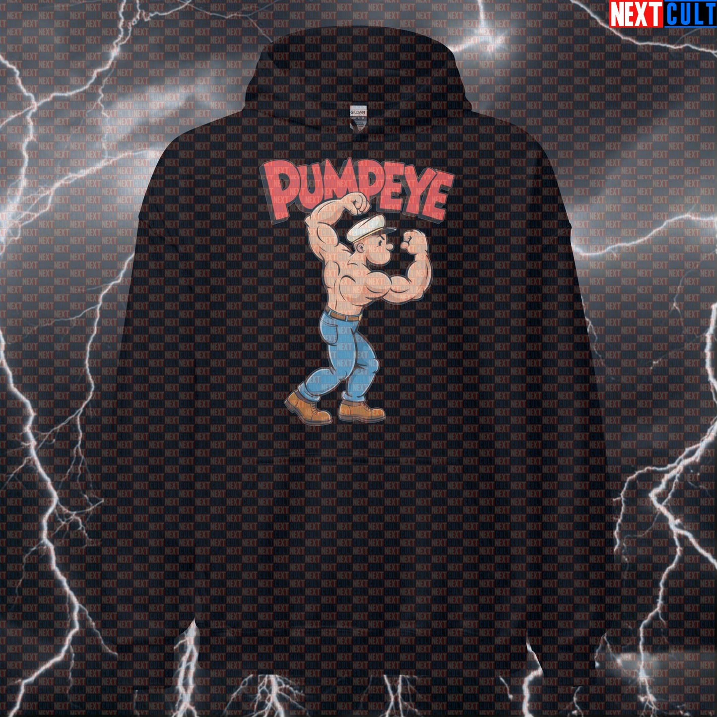 Pumpeye Gym Hoodie | Funny Workout Hoodie For Forearm Gains & Grip Strength | Popeye Meme Pullover Bodybuilding Films Fitness Grip Training Gym Pump Cover Workout Next Cult Brand