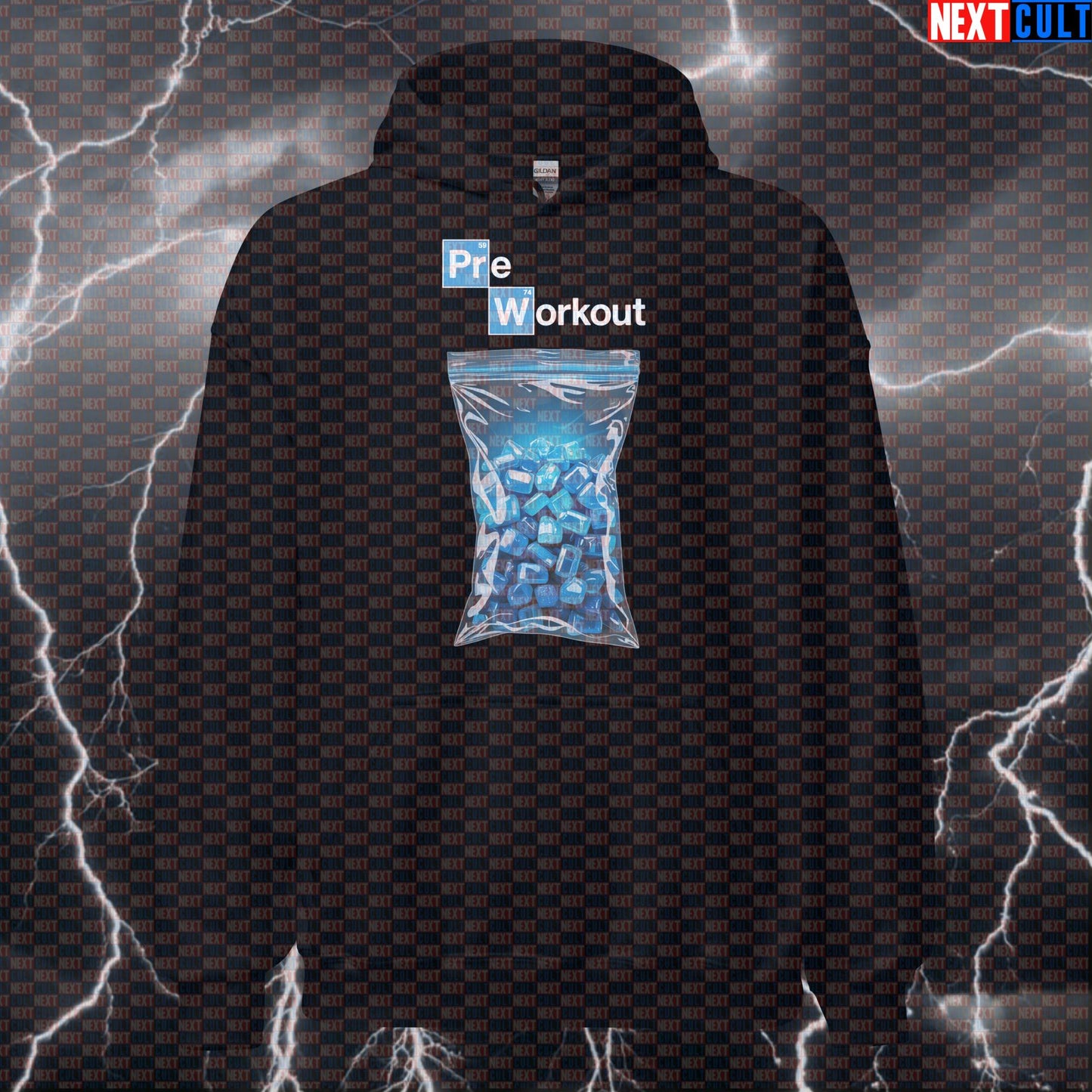 Pre-Workout Gym Hoodie | Funny Blue Crystal Pump Cover Hooded Sweatshirt For Bodybuilding & Fitness Hoodies Bodybuilding Breaking Bad Fitness Gym Powerlifting Pump Cover TV Workout Next Cult Brand