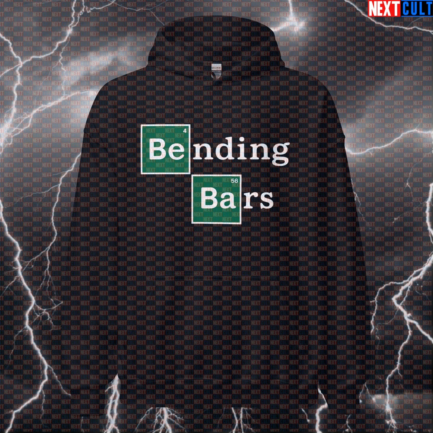 Bending Bars Gym Meme Hoodie | Funny Breaking Bad Workout Hoodie For Lifters | Barbell Pump Cover Bodybuilding Breaking Bad Fitness Gym Powerlifting Pump Cover TV Workout Next Cult Brand