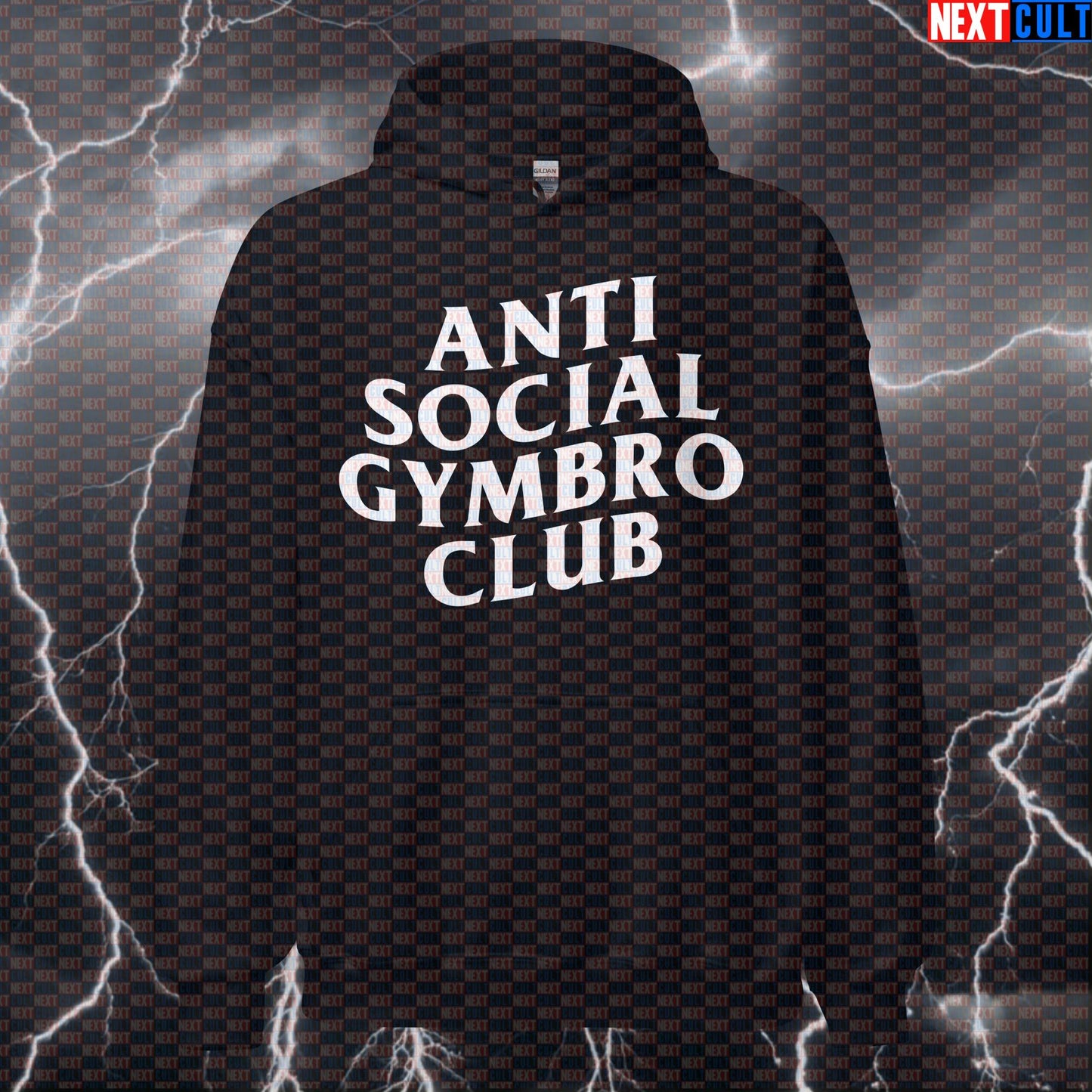 Anti Social Gymbro Club Hoodie | Funny Workout Hoodie For Serious Lifters | Hooded Fitness Meme Sweatshirt Bodybuilding Fitness Gym Home Gym Powerlifting Pump Cover Workout Next Cult Brand
