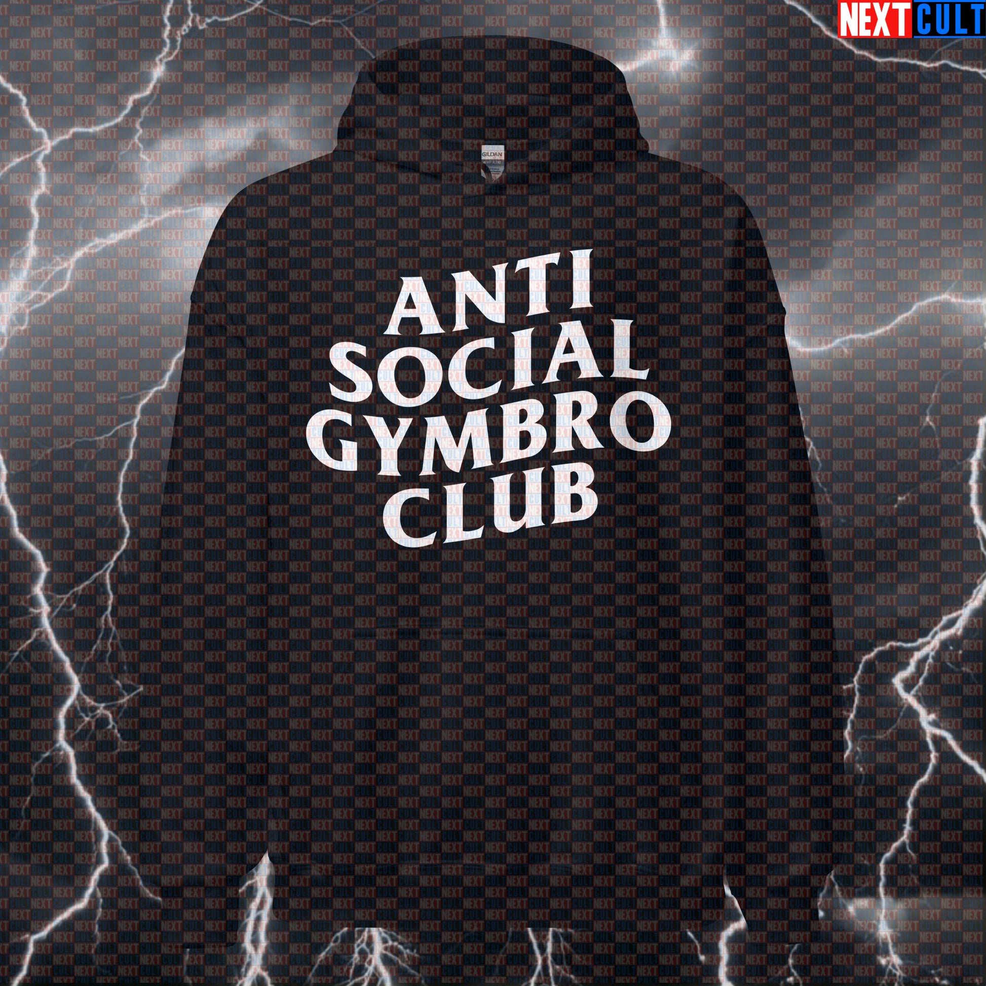 Anti Social Gymbro Club Hoodie | Funny Workout Hoodie For Serious Lifters | Hooded Fitness Meme Sweatshirt Bodybuilding Fitness Gym Home Gym Powerlifting Pump Cover Workout Next Cult Brand