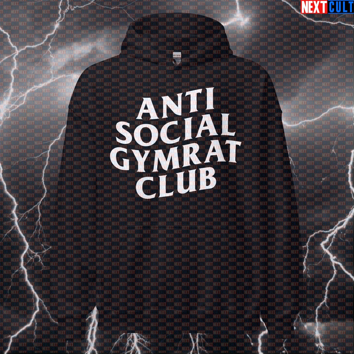 Anti Social Gymrat Club Gym Hoodie | Funny Workout Hoodie For Serious Lifters | Hooded Sweatshirt Pullover Bodybuilding Fitness Gym Home Gym Powerlifting Pump Cover Workout Next Cult Brand