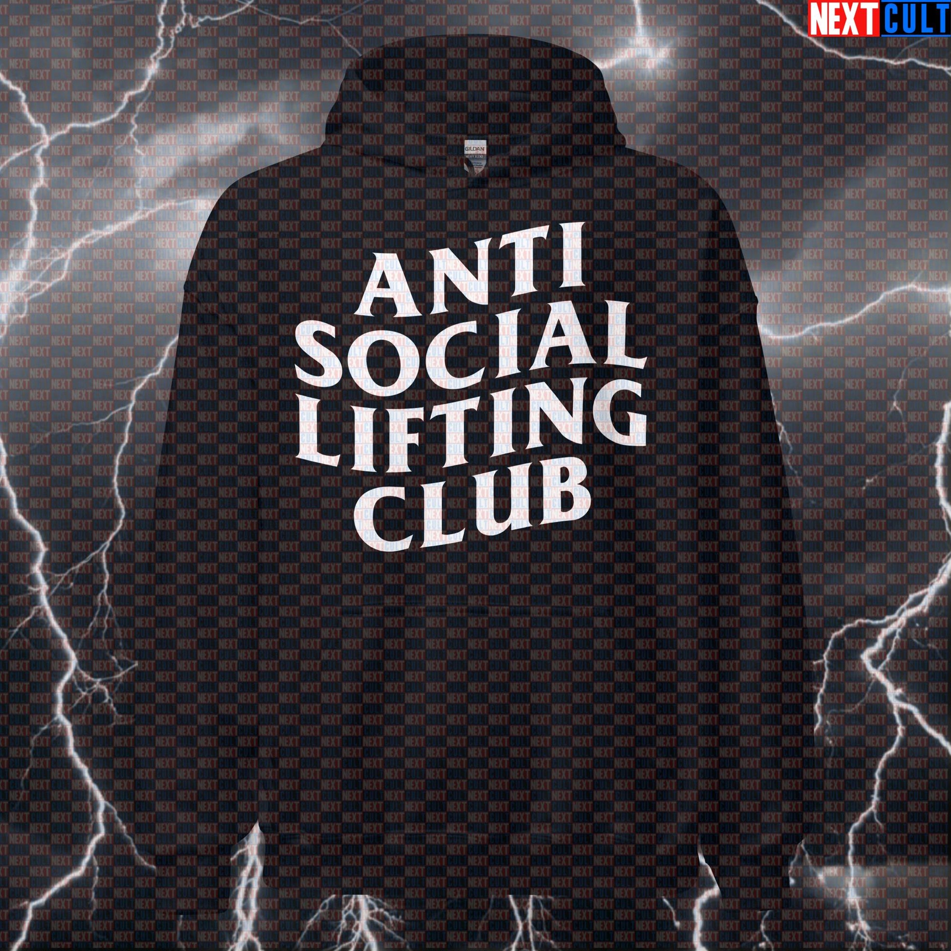 Anti Social Lifting Club Gym Hoodie | Funny Workout Hoodie For Powerlifters & Bodybuilders | Hooded Sweatshirt Bodybuilding Fitness Gym Home Gym Powerlifting Pump Cover Workout Next Cult Brand