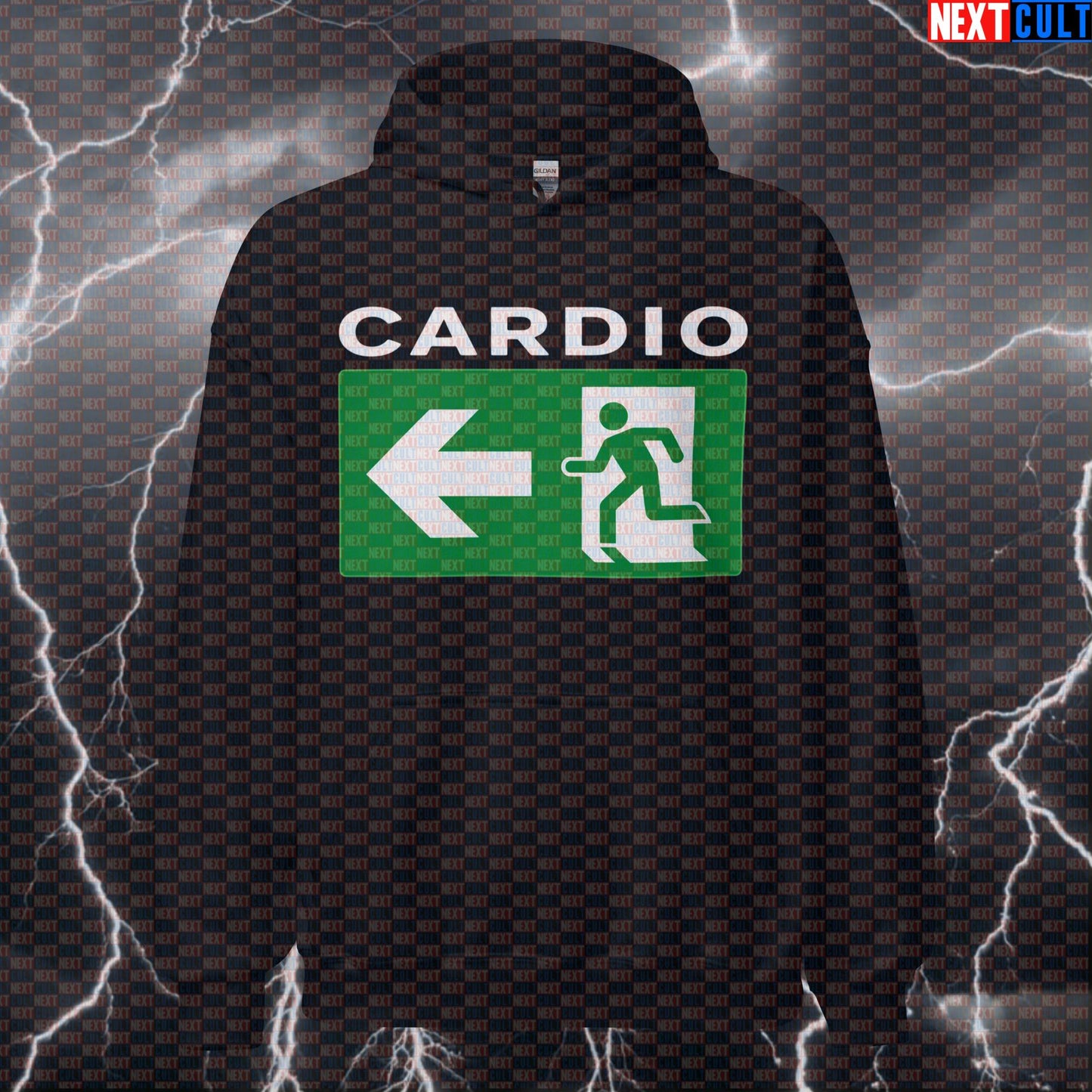 Skip Cardio Gym Hoodie | Funny Exit Cardio Meme Workout Hoodie For Lifters | Hooded Sweatshirt Pullover Bodybuilding Cardio Fitness Gym Pump Cover Workout Next Cult Brand