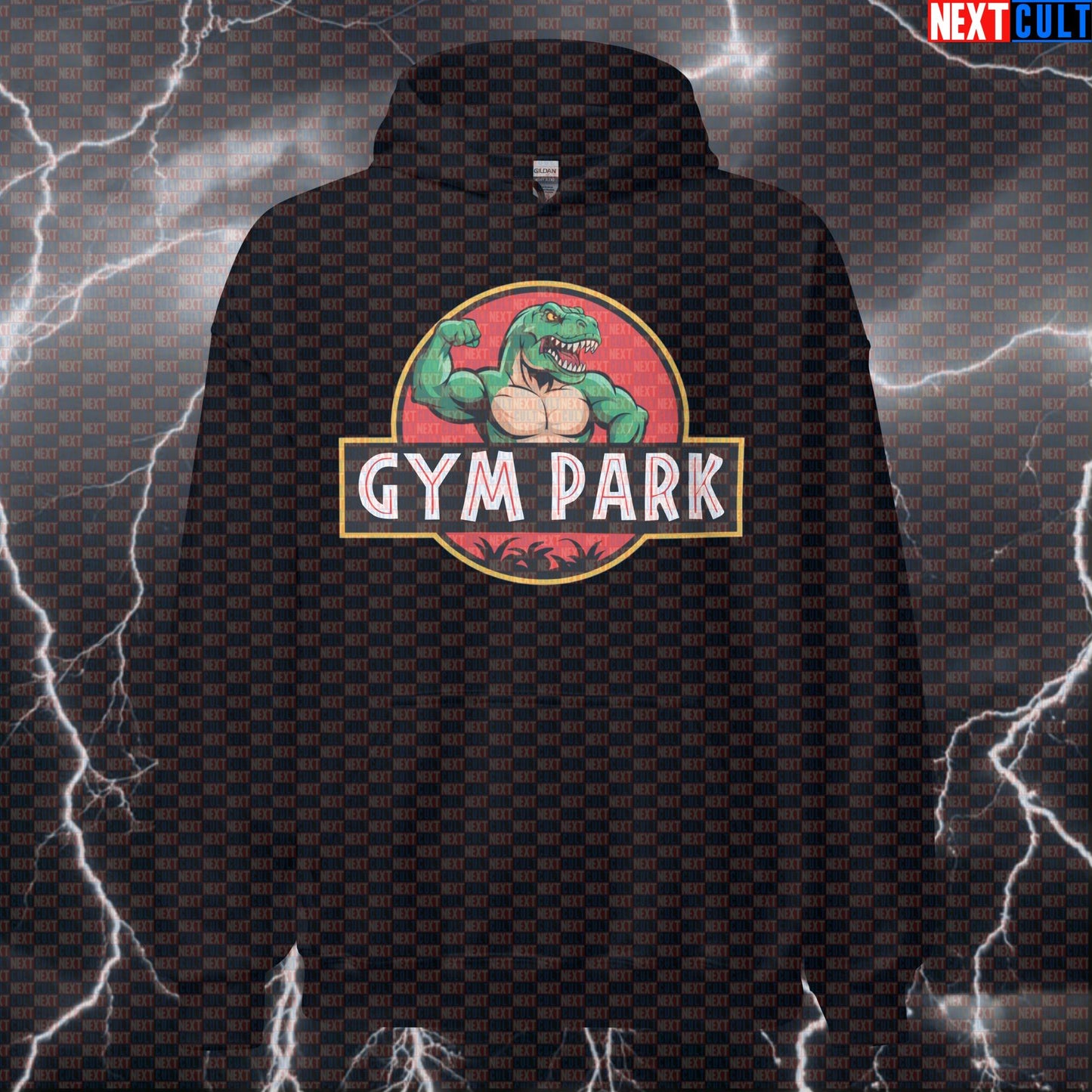Gym Park Dinosaur Hoodie | Funny Jurassic Park Workout Hoodie For Lifters | Swole Rex Pullover Hoodies Bodybuilding Films Fitness Gym Pump Cover Workout Next Cult Brand