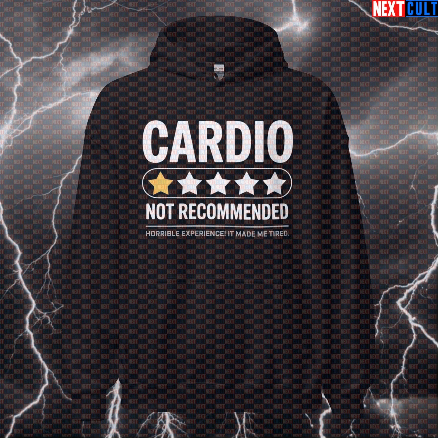 Cardio Sucks Funny Gym Hoodie | Negative Review 1 Star Workout Hoodie For Lifters | Hooded Sweatshirt Bodybuilding Cardio Fitness Gym Pump Cover Workout Next Cult Brand