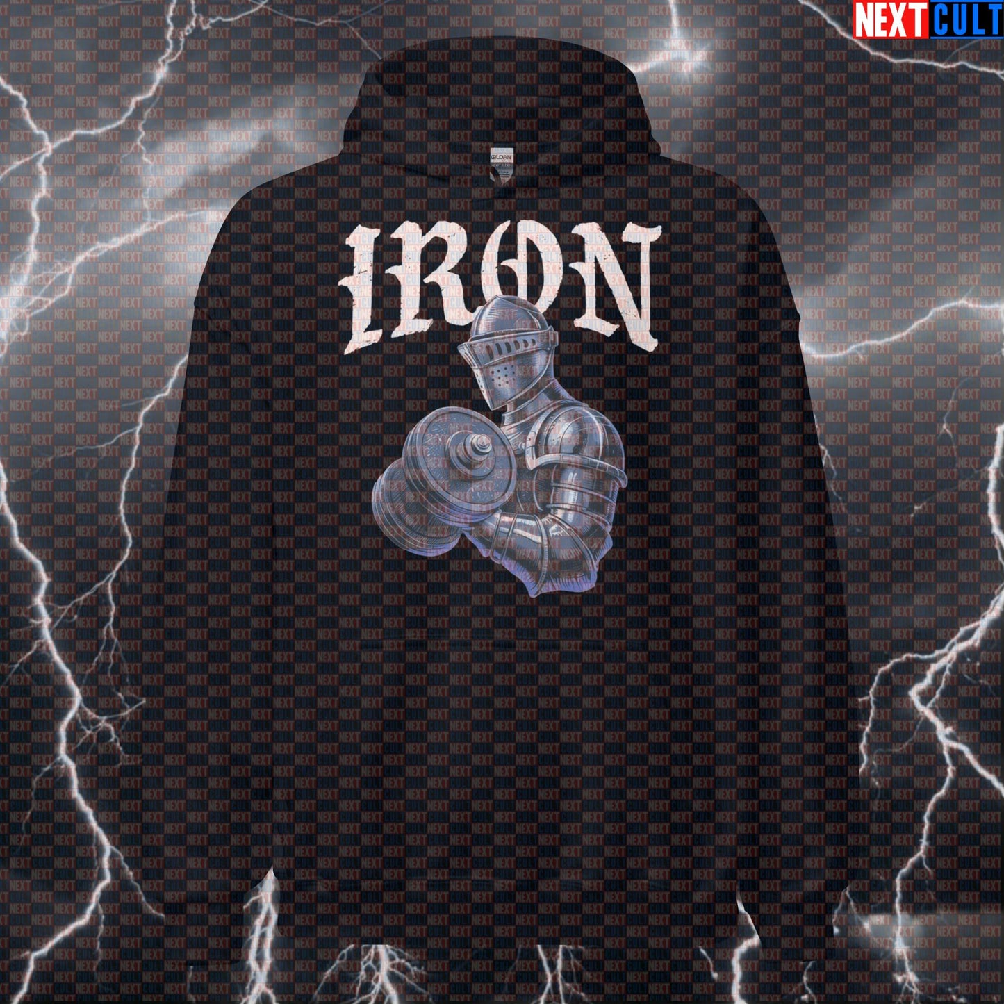 Funny Iron Knight Gym Hoodie | Motivational Workout Hoodie For Bodybuilders & Lifters | Hooded Sweatshirt Hoodies Bodybuilding Fitness Gym Pump Cover Workout Next Cult Brand