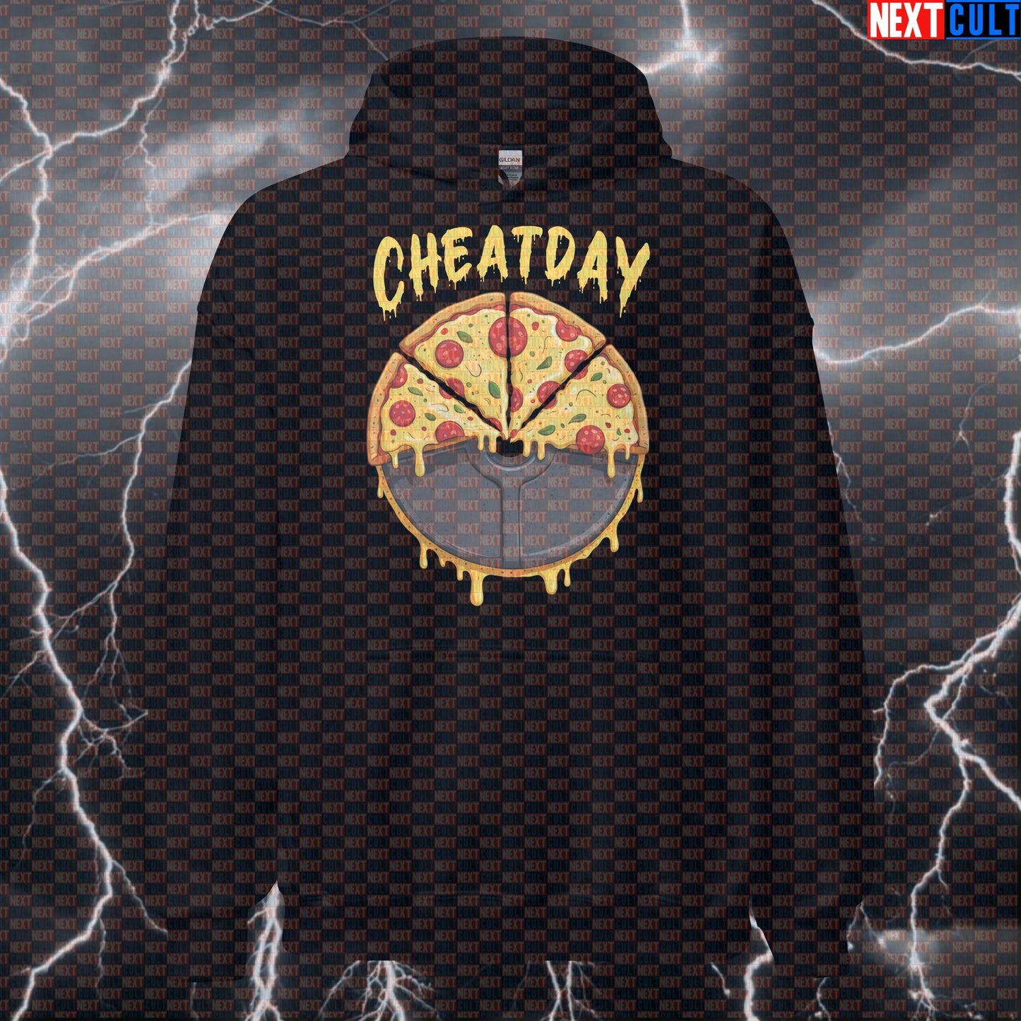 Pizza Weight Plate Cheat Day Gym Hoodie | Funny Workout Hoodie For Bulk & Bodybuilding Jumper Hoodies Bodybuilding Fast Food Fitness Gym Pizza Powerlifting Pump Cover Workout Next Cult Brand