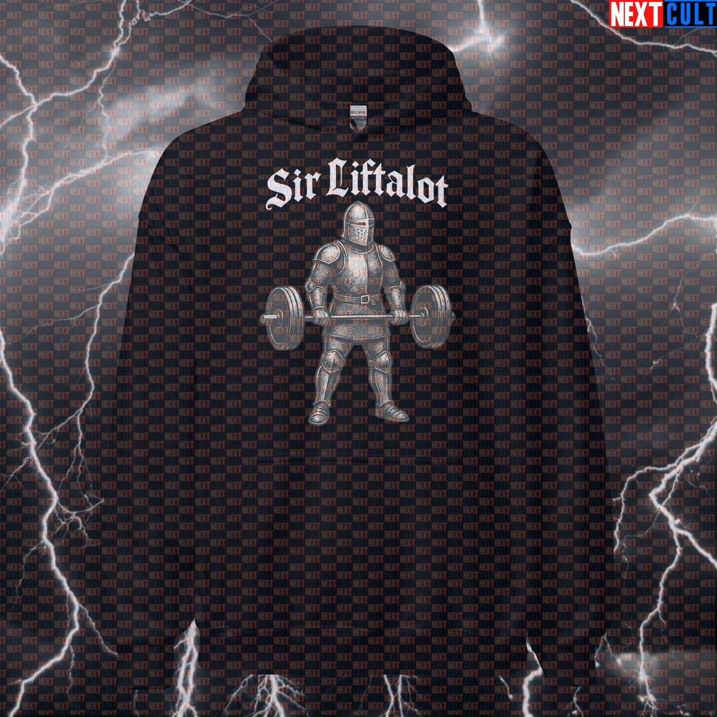 Sir Liftalot Funny Gym Hoodie | Medieval Knight Lifting Meme Pullover For Gymbros Hoodies Bodybuilding Fitness Gym Powerlifting Pump Cover Workout Next Cult Brand
