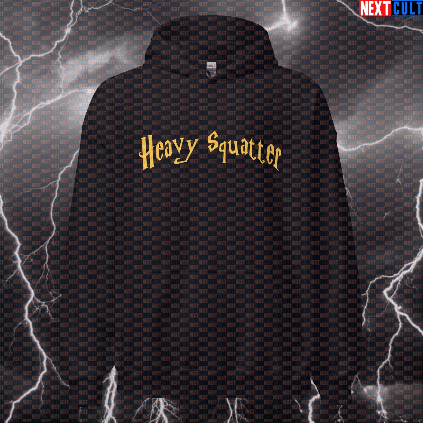 Heavy Squatter Gym Wizards Hoodie | Funny Harry Potter Workout Hoodie | Leg Day Meme Pullover Bodybuilding Books Films Fitness Gym Harry Potter Leg Day Powerlifting Pump Cover Workout Next Cult Brand