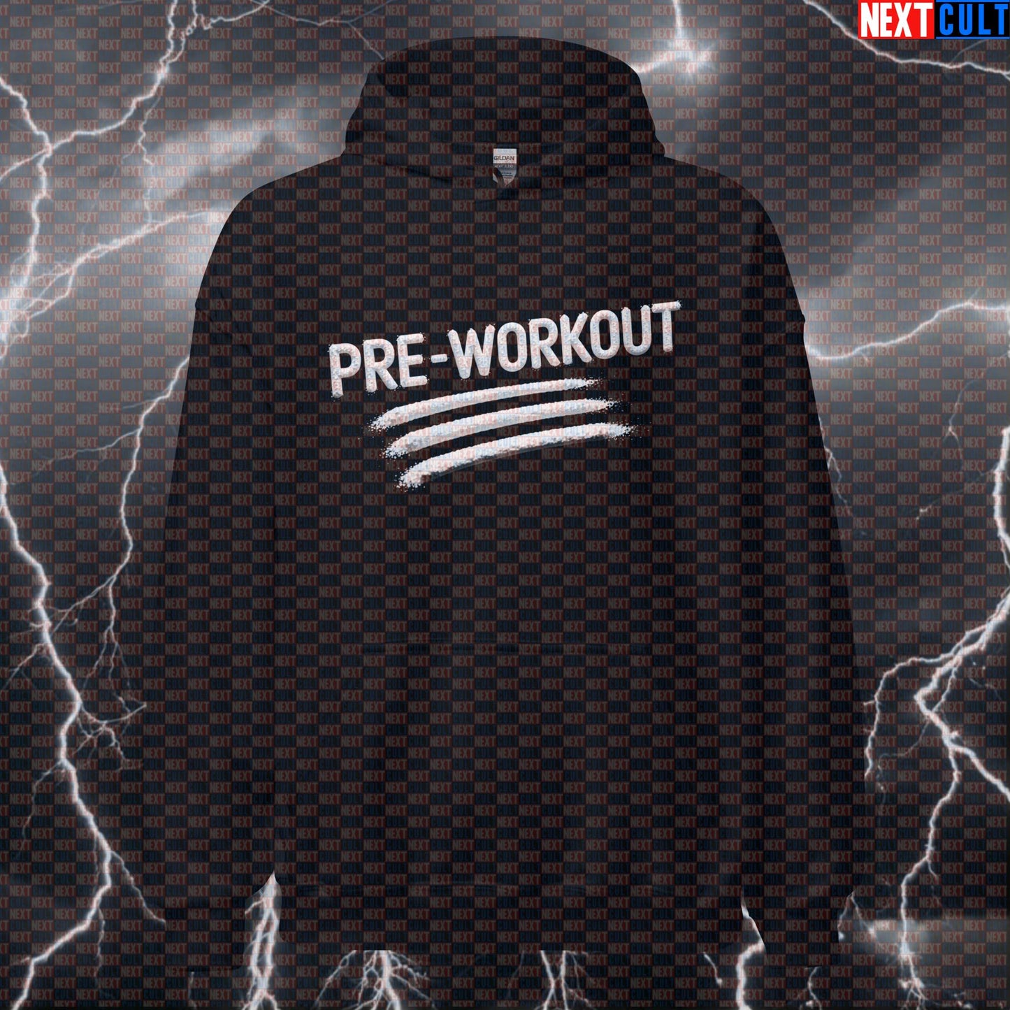 Pre Workout Gym Hoodie | Funny Sniff The Powder Workout Hoodie | Gym Meme Hooded Sweatshirt Bodybuilding Fitness Gym Powerlifting Pump Cover Workout Next Cult Brand