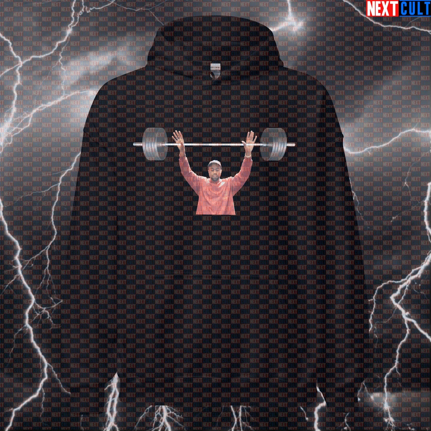 Kanye Lifting Barbell Funny Gym Hoodie | Hip Hop Workout Pullover for Lifters Hoodies Bodybuilding Fitness Gym Hip Hop Kanye West Powerlifting Pump Cover Workout Next Cult Brand