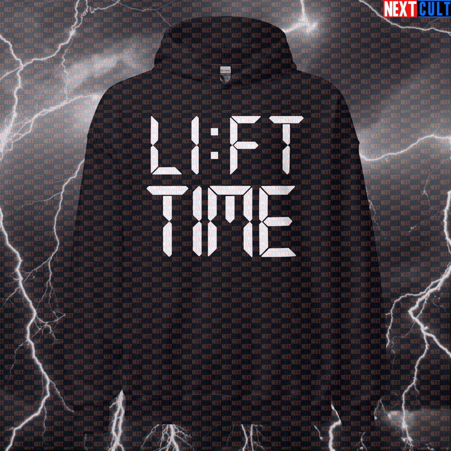 Lift Time Gym Hoodie | Funny Workout Hoodie For Gym Bros & Powerlifters | It's Always Lift Time Pullover Bodybuilding Fitness Gym Powerlifting Pump Cover Workout Next Cult Brand